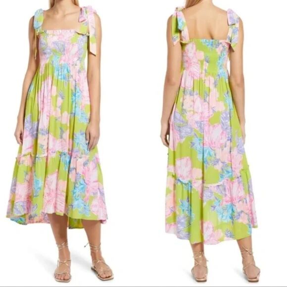 Lilly Pulitzer Rivera Midi Dress, Smocked Top, XL - Picture 2 of 9